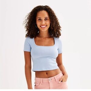 Blue square neck top